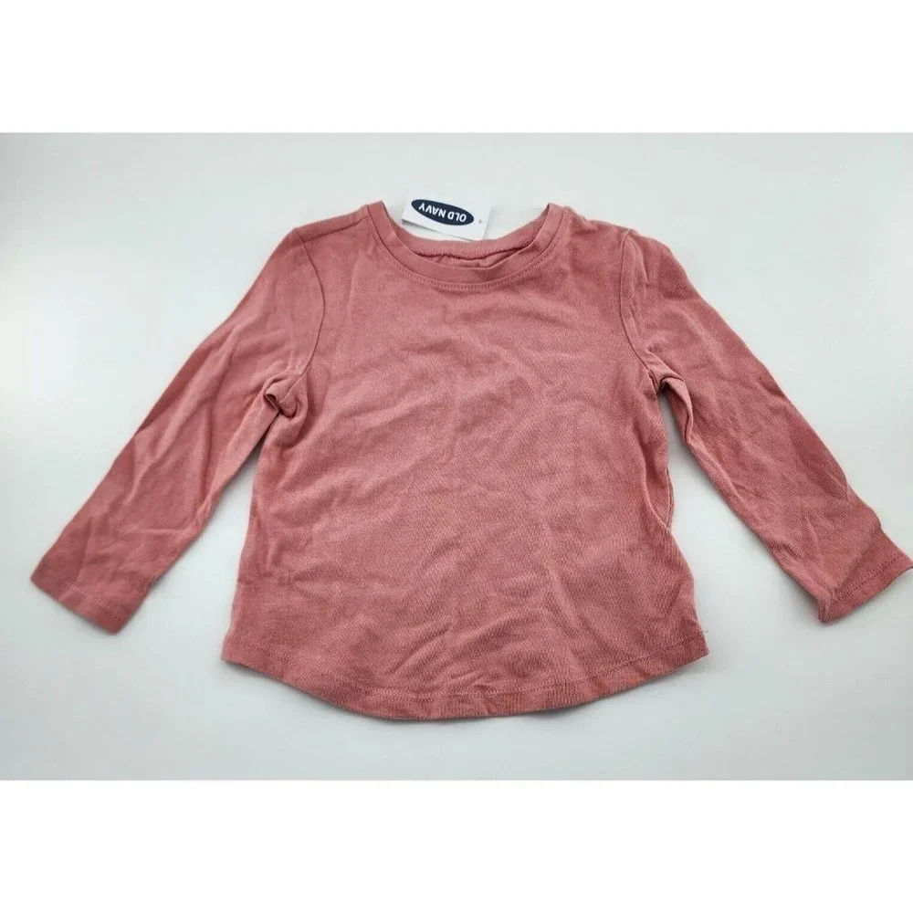 NWT Set of 3 Old Navy Baby Girls Long Sleeve Pink Cotton TShirts Size 18-24 Mos.